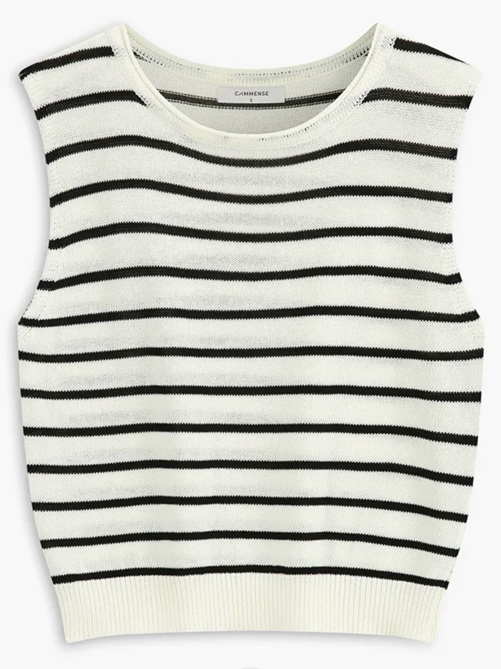 Commense Striped Sleeveless Knit Tank - White & Black